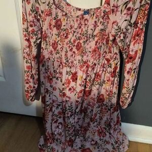 Old Navy Pink Floral Smocked Dress
